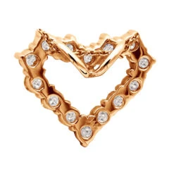 14K White Gold Round Diamond Open Heart Pendant 1.26ct Hidden Bail -Luxurman 14k gold round diamond heart pendant 126ct p 27817 back rose 20220410