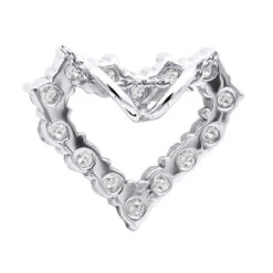 14K White Gold Round Diamond Open Heart Pendant 1.26ct Hidden Bail -Luxurman 14k gold round diamond heart pendant 126ct p 27817 back white 20220410