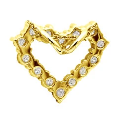 14K White Gold Round Diamond Open Heart Pendant 1.26ct Hidden Bail -Luxurman 14k gold round diamond heart pendant 126ct p 27817 back yellow 20220410