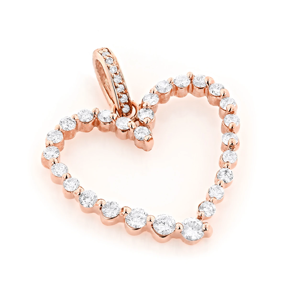 14K Yellow Gold Round Diamond Heart Pendant 1ct 15/16 In (24mm) 3 14K Yellow Gold Round Diamond Heart Pendant 1ct 15/16 In (24mm) - Image 3