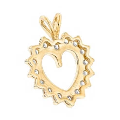 14K Yellow Gold Round Diamond Heart Pendant For Women 2.4ct Open Heart Design 9 14K Yellow Gold Round Diamond Heart Pendant For Women 2.4ct Open Heart Design -Luxurman 14k gold round diamond heart pendant 240ct p 27714 backye