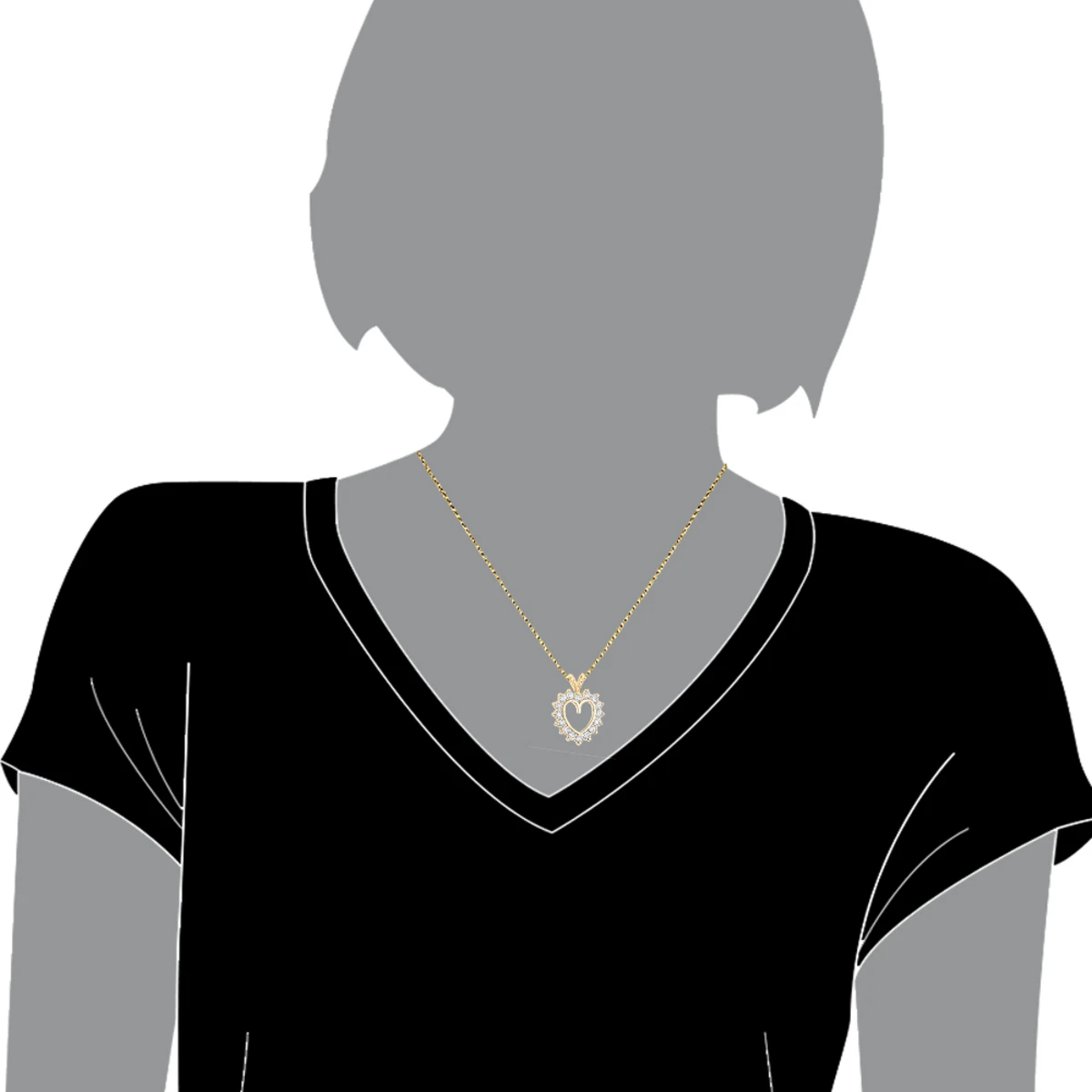 14K Yellow Gold Round Diamond Heart Pendant For Women 2.4ct Open Heart Design 5 14K Yellow Gold Round Diamond Heart Pendant For Women 2.4ct Open Heart Design - Image 5