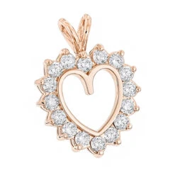 14K Yellow Gold Round Diamond Heart Pendant For Women 2.4ct Open Heart Design 8 14K Yellow Gold Round Diamond Heart Pendant For Women 2.4ct Open Heart Design -Luxurman 14k gold round diamond heart pendant 240ct p 27714 ro
