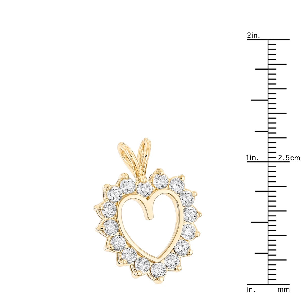 14K Yellow Gold Round Diamond Heart Pendant For Women 2.4ct Open Heart Design 6 14K Yellow Gold Round Diamond Heart Pendant For Women 2.4ct Open Heart Design - Image 6