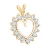 14K Yellow Gold Round Diamond Heart Pendant For Women 2.4ct Open Heart Design