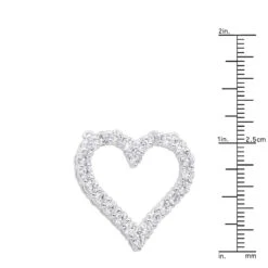 14K White Gold Round Diamond Heart Pendant 3.60ct 29mm -Luxurman 14k gold round diamond heart pendant 360ct p 27692 rulerwh