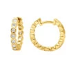 14K Yellow Gold Round Diamond Hoop Huggie Earrings 0.16ct