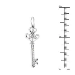 14K White Gold Round Diamond Key Pendant 0.18ct -Luxurman 14k gold round diamond key pendant 018ct p 30608 rulerwh