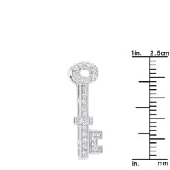 Small 14K White Gold Round Diamond Key Pendant For Women 0.25ct -Luxurman 14k gold round diamond key pendant 025ct p 30616 rulerwh
