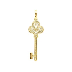 14K White Gold Round Diamond Key Pendant 1.57ct -Luxurman 14k gold round diamond key pendant 157ct p 30603 backye