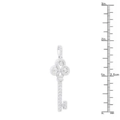 14K White Gold Round Diamond Key Pendant 1.57ct -Luxurman 14k gold round diamond key pendant 157ct p 30603 rulerwh