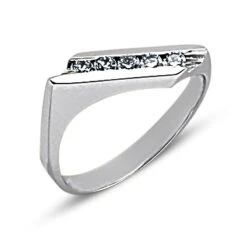 Thin 14K White Gold Round Diamond Ladies Ring 0.40ct