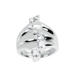 14K White Gold Round Diamond Ladies Ring 0.50ct 16.8mm