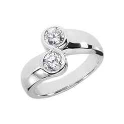 14K White Gold Round Diamond Ladies Ring 0.70ct 11.4mm