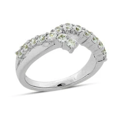 14K White Gold Round Diamond Ladies Ring 0.75ct 7.8mm