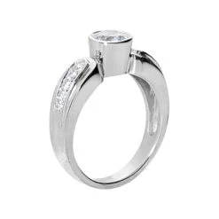 14K White Gold Round Diamond Ladies Ring 0.80ct 5.7mm -Luxurman 14k gold round diamond ladies ring 080ct p 29626 back white