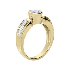 14K White Gold Round Diamond Ladies Ring 0.80ct 5.7mm -Luxurman 14k gold round diamond ladies ring 080ct p 29626 back yellow