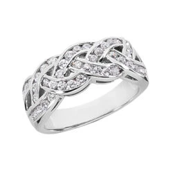 14K White Gold Round Diamond Ladies Ring 0.92ct 8.4mm