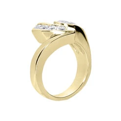 14K White Gold Round Diamond Ladies Ring 1.20ct 13.7mm -Luxurman 14k gold round diamond ladies ring 120ct p 29696 back yellow