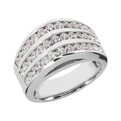 14K White Gold Round Diamond Ladies Ring 1.21ct 13.2mm