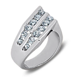 14K White Gold Round Diamond Ladies Ring 1.52ct 7mm