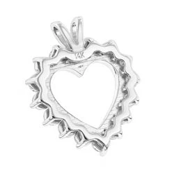 14K White Gold Round Diamond Open Heart Pendant For Women 1.9ct -Luxurman 14k gold round diamond open heart pendant for women 19ct backwh