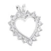 14K White Gold Round Diamond Open Heart Pendant For Women 1.9ct