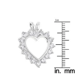 14K White Gold Round Diamond Open Heart Pendant For Women 1.9ct -Luxurman 14k gold round diamond open heart pendant for women 19ct rulerwh