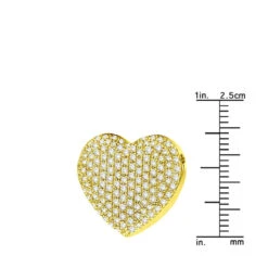 14K White Gold Round Diamond Pave Heart Pendant 1.21ct -Luxurman 14k gold round diamond pave heart pendant 121ct p 27788 ruler
