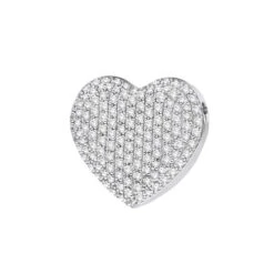 14K White Gold Round Diamond Pave Heart Pendant 1.21ct