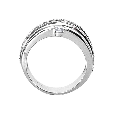 14K White Gold Round Diamond Right Hand Ring 0.57ct 3 14K White Gold Round Diamond Right Hand Ring 0.57ct - Image 3