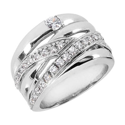 14K White Gold Round Diamond Right Hand Ring 0.57ct 1 14K White Gold Round Diamond Right Hand Ring 0.57ct