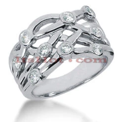 14K White Gold Round Diamond Right Hand Ring 0.73ct