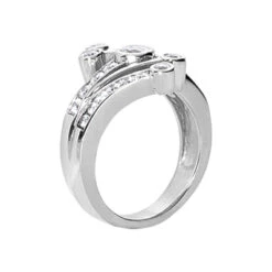 14K White Gold Round Diamond Right Hand Ring 0.75ct -Luxurman 14k gold round diamond right hand ring 075ct p 29795 back white