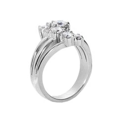 14K White Gold Round Diamond Right Hand Ring 0.76ct -Luxurman 14k gold round diamond right hand ring 076ct p 29749 back white