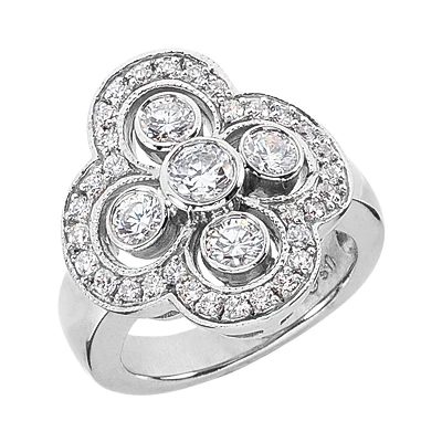 14K White Gold Round Diamond Right Hand Ring 1.33ct 1 14K White Gold Round Diamond Right Hand Ring 1.33ct