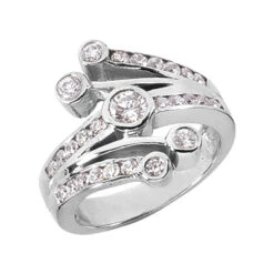 14K White Gold Round Diamond Right Hand Women's Ring 0.95ct