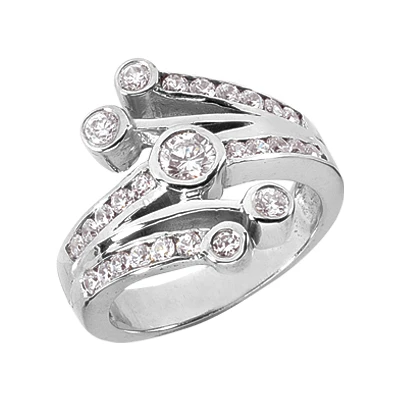 14K White Gold Round Diamond Right Hand Women's Ring 0.95ct 1 14K White Gold Round Diamond Right Hand Women's Ring 0.95ct