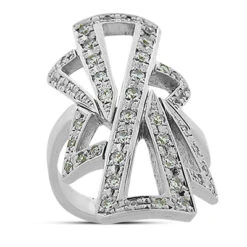14K White Gold Round Diamond Right Hand Women's Ring 1.03ct