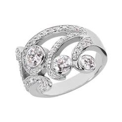 14K White Gold Round Diamond Right Hand Women's Ring 1.17ct