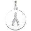 14K White Gold Round Diamond Wishbone Necklace Pendant 0.09