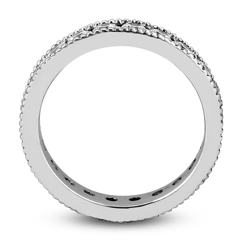 Thin 14K White Gold Round Diamonds Eternity Band 1.54ct 9 Thin 14K White Gold Round Diamonds Eternity Band 1.54ct - Image 9