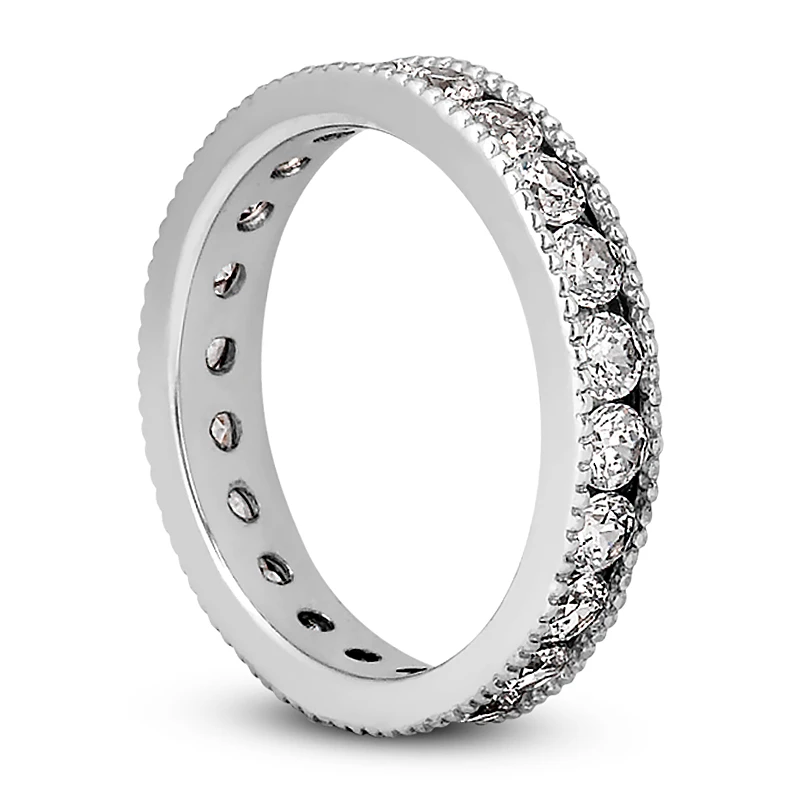 Thin 14K White Gold Round Diamonds Eternity Band 1.54ct 4 Thin 14K White Gold Round Diamonds Eternity Band 1.54ct - Image 4