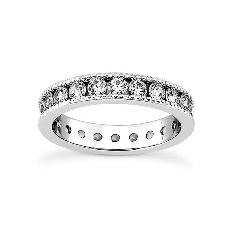 Thin 14K White Gold Round Diamonds Eternity Band 1.54ct 1 Thin 14K White Gold Round Diamonds Eternity Band 1.54ct