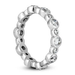 Thin 14K White Gold Round Diamonds Eternity Ring 1.30ct -Luxurman 14k gold round diamonds eternity ring 130ct p 24870 back white 20220426