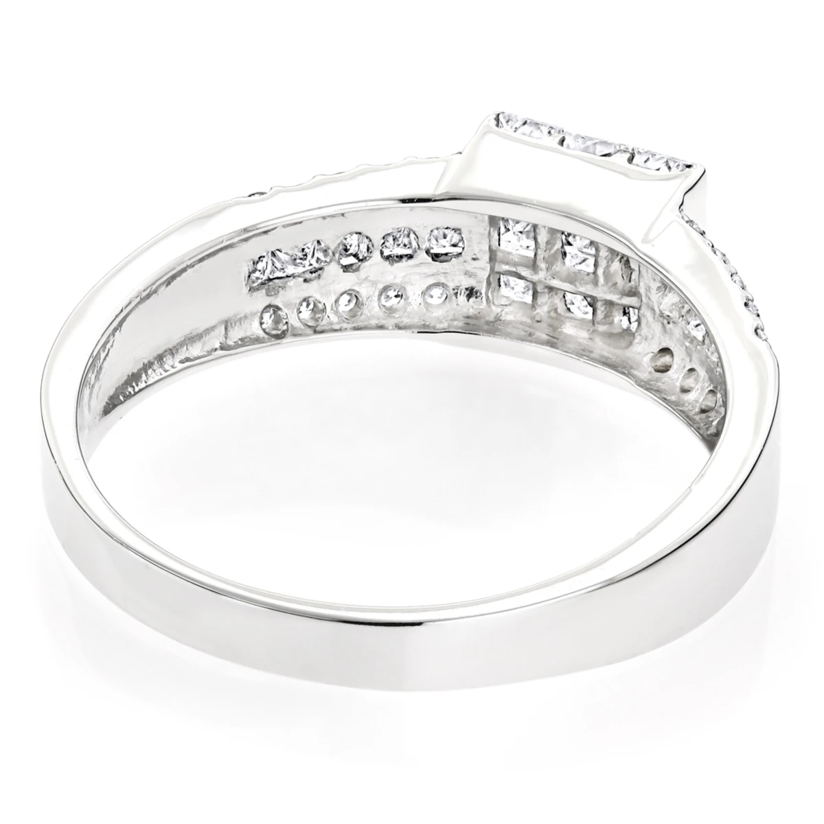 14K White Gold Round Princess Cut Diamond Ring 1.25ct Wedding Band 4 14K White Gold Round Princess Cut Diamond Ring 1.25ct Wedding Band - Image 4