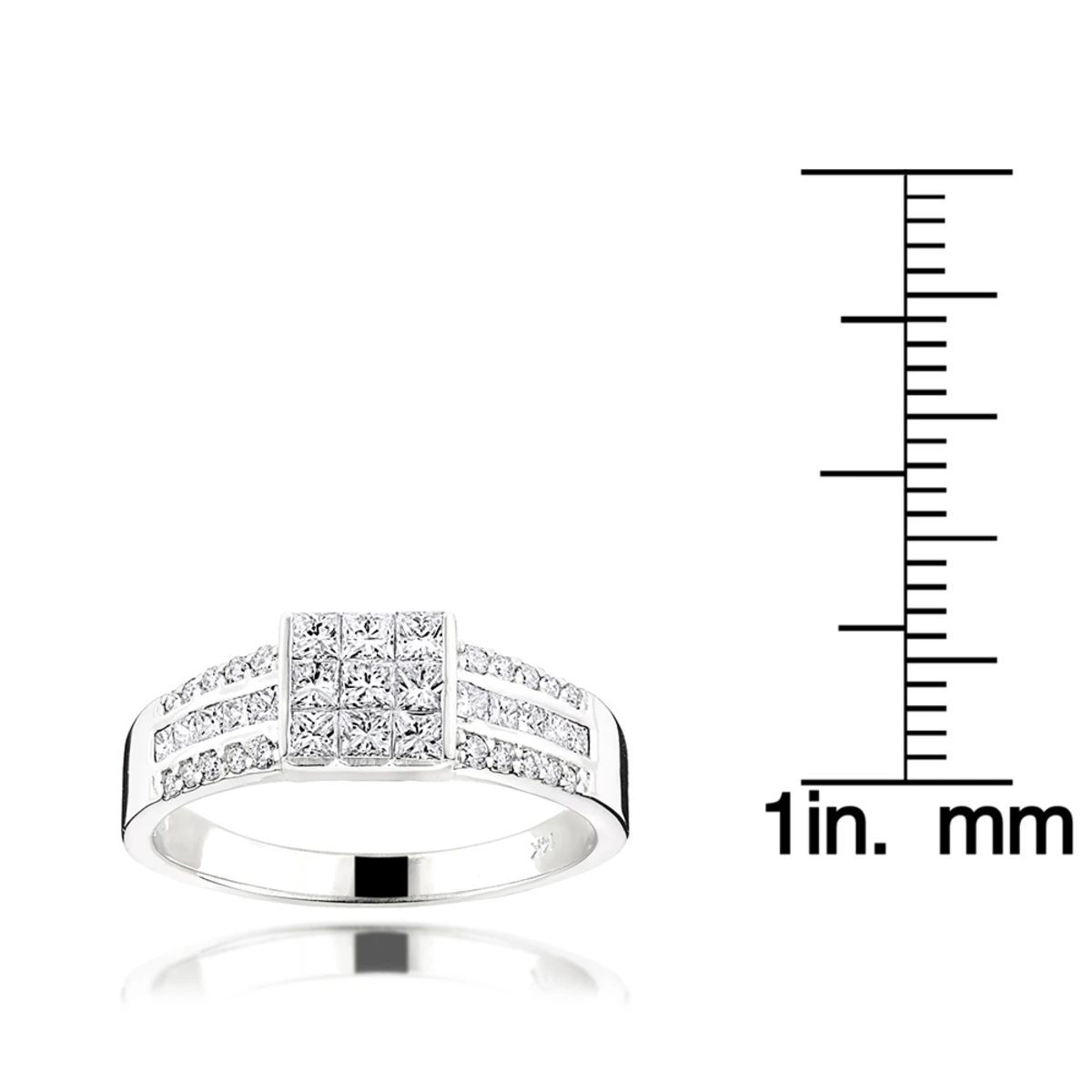 14K White Gold Round Princess Cut Diamond Ring 1.25ct Wedding Band 5 14K White Gold Round Princess Cut Diamond Ring 1.25ct Wedding Band - Image 5