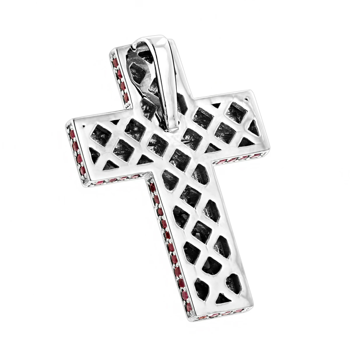 14K White Gold Ruby Cross Pendant Round Princess Cut 2.85ct By Luxurman 4 14K White Gold Ruby Cross Pendant Round Princess Cut 2.85ct By Luxurman - Image 4