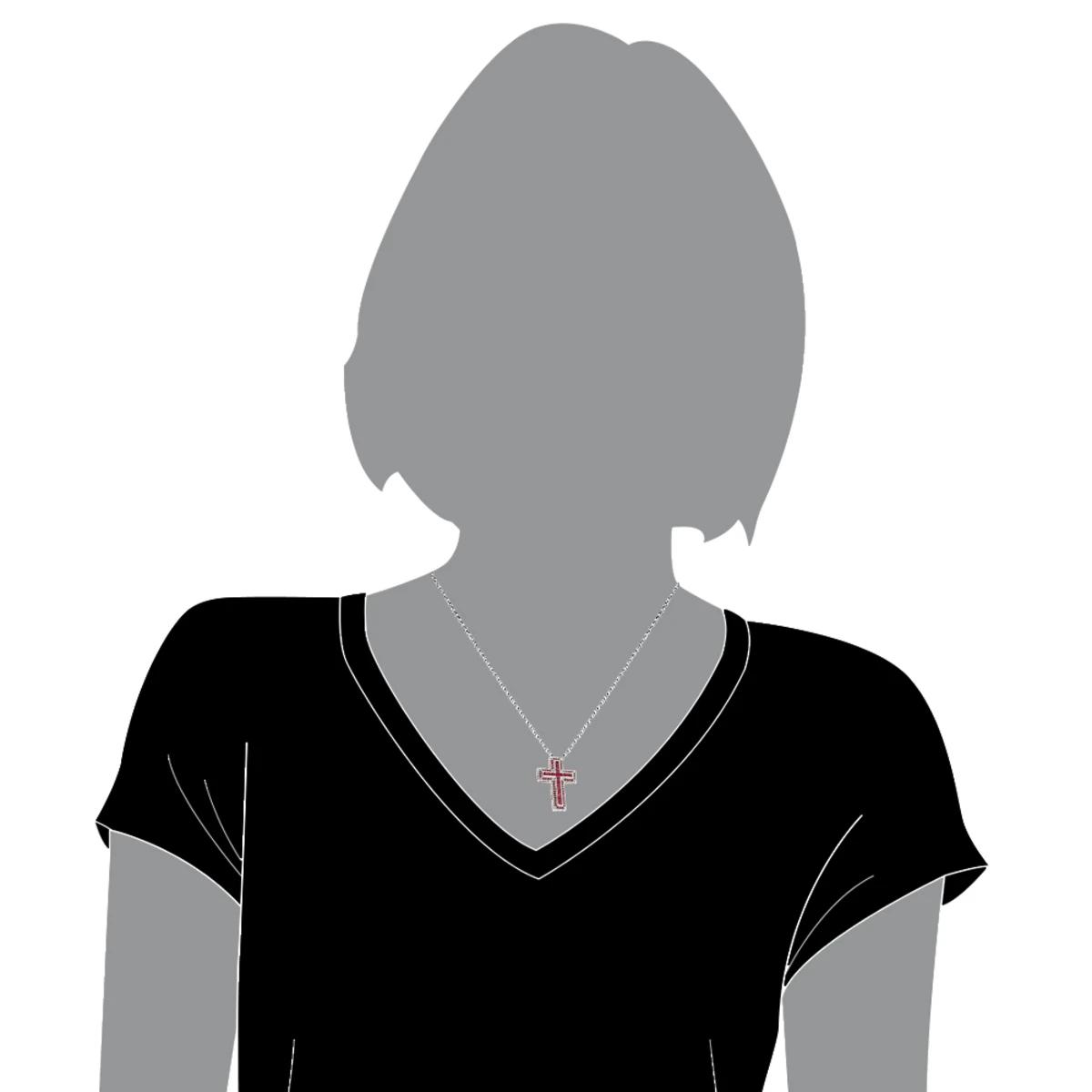 14K White Gold Ruby Cross Pendant Round Princess Cut 2.85ct By Luxurman 5 14K White Gold Ruby Cross Pendant Round Princess Cut 2.85ct By Luxurman - Image 5