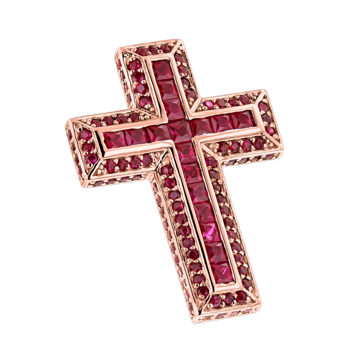 14K White Gold Ruby Cross Pendant Round Princess Cut 2.85ct By Luxurman 3 14K White Gold Ruby Cross Pendant Round Princess Cut 2.85ct By Luxurman - Image 3